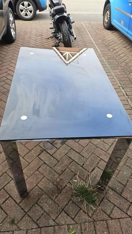 Photo of free Metal/glass dining table (Laughton Common, Dinnington) #3