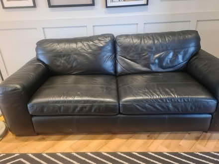 Photo of free Black leather sofa (Stourbridge DY9 0UD) #1