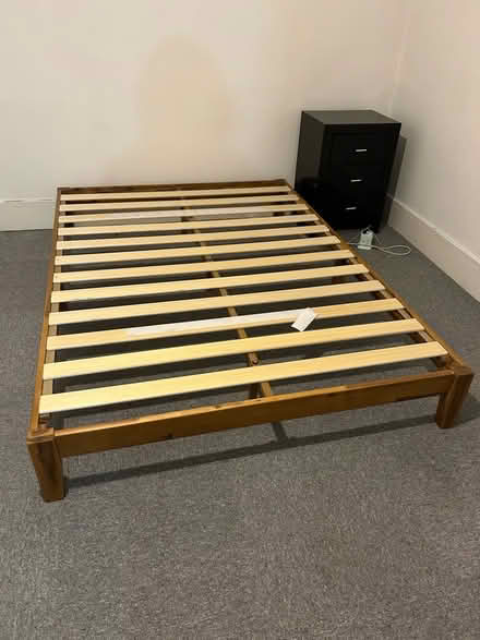 Photo of free Wooden double bed frame (Raynes Park SW20) #1