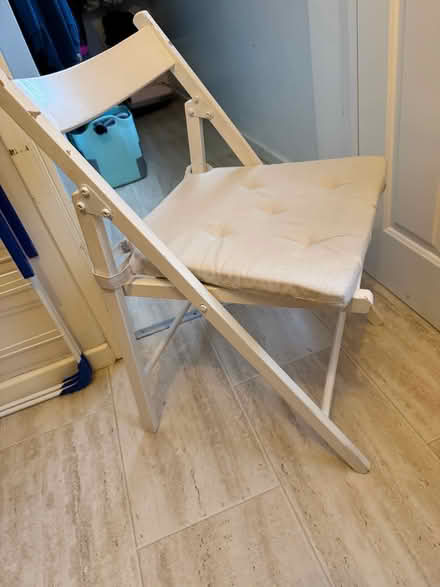 Photo of free Folding white wooden chair with chair pad (Marshalswick AL4) #1