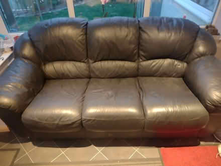 Photo of free Leather sofa (Mundesley NR11) #1