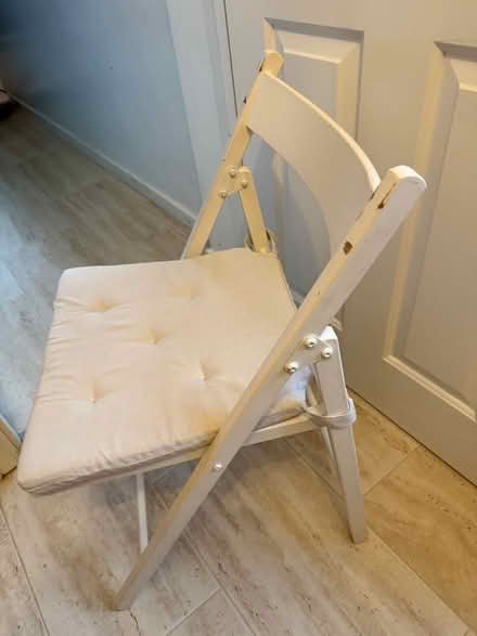 Photo of free Folding white wooden chair with chair pad (Marshalswick AL4) #2