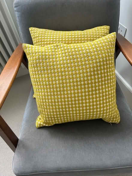 Photo of free 2x John Lewis yellow/white cushions (Wimbledon Village SW19) #3