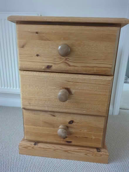 Photo of free Waxed Pine 3 drawer Bedside Table (Albourne BN6) #1