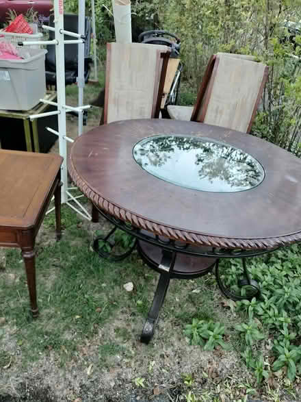 Photo of free Round wood table, 4 chairs (North Waltham, Abbott & Temple) #2