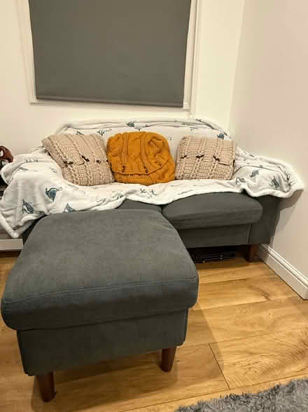 Photo of free Two seater sofa with pouffe - high demand / earliest offer g (Acton W3) #2