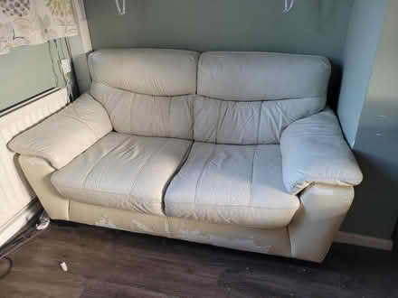 Photo of free Cream leather sofa (Ballyclare BT39) #1