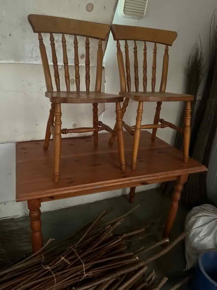 Photo of free Pine table & 2x chairs (Devizes SN10) #1