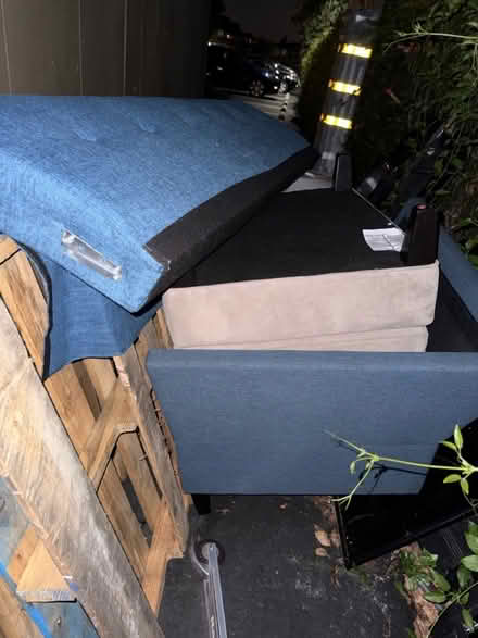 Photo of free Upholstered chair & ottoman (Valencia Avenue, Sunnyvale) #1