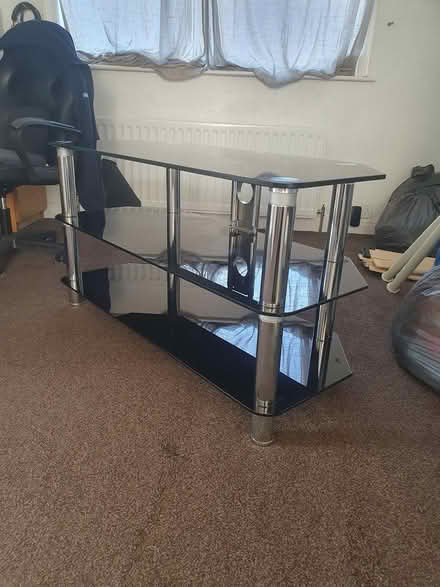 Photo of free Glass tv stand (Shipley BD18) #1