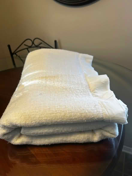 Photo of free Large White Blanket w/Satin Trim (Near Albion & Walkley.) #1