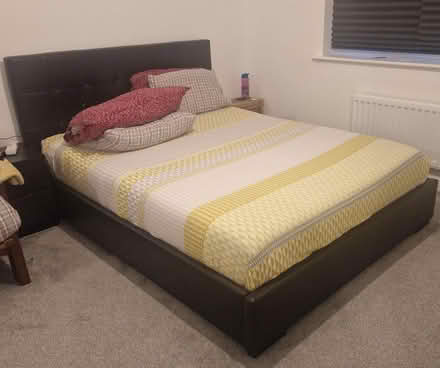 Photo of free King size bedframe faux leather (Great glen, LE8) #1