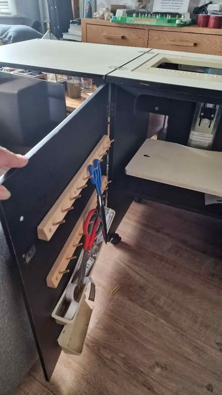Photo of free Black sewing machine table/cabinet (Whitefield) #2