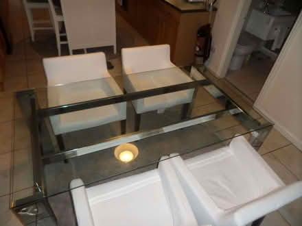 Photo of free Foot Puff/Glass Table and 4 chairs (Glen Parva LE2) #2