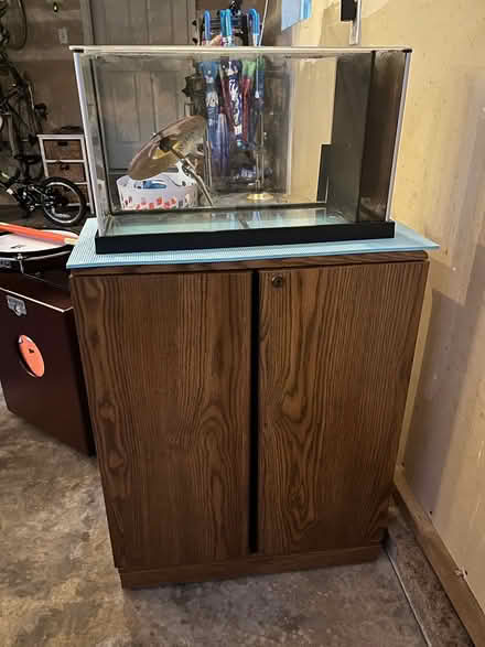 Photo of free Small fish tank, cabinet, equipment (SE Olympia) #1