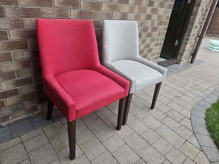 Photo of free 6 dining chairs - 2 red, 4 cream (Lasswade EH18) #1