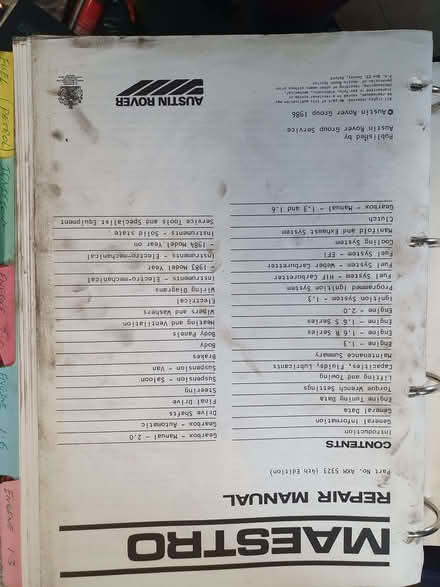 Photo of free Austin Rover Maestro Repair Manual (Booker HP12) #1