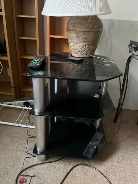 Photo of free Black and metal TV stand (SW11) #2