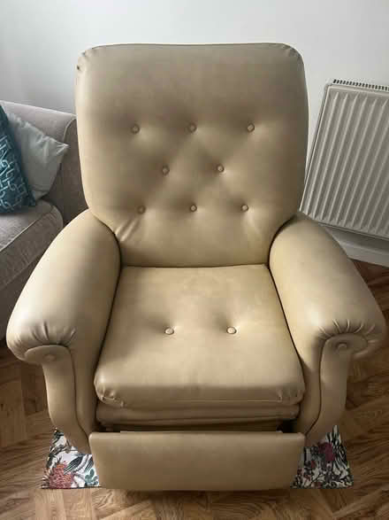 Photo of free Recliner chair-beige faux leather (Woodingdean BN2) #1