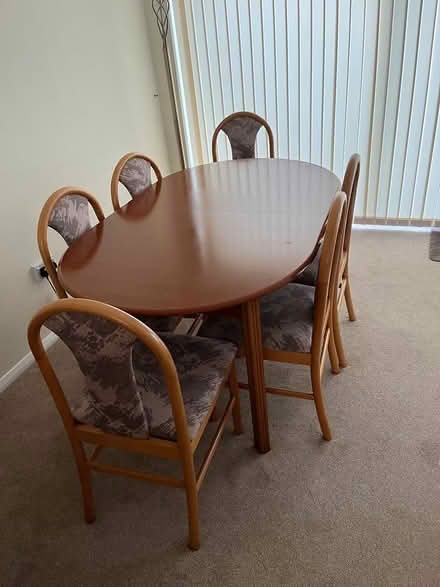 Photo of free Dining Room Table & 6 Chairs (Elm Tree Close, Selsey) #1
