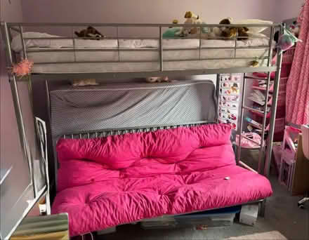 Photo of free High single bed with futon underneath (Newport Pagnell MK16) #1