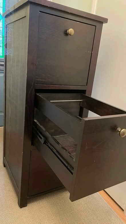 Photo of free 3 drawer wood filing cabinet (Rochester) #3