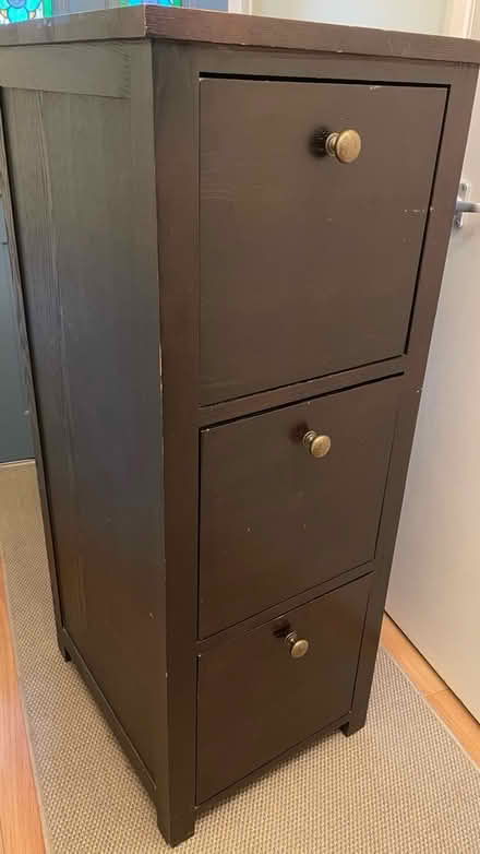 Photo of free 3 drawer wood filing cabinet (Rochester) #1