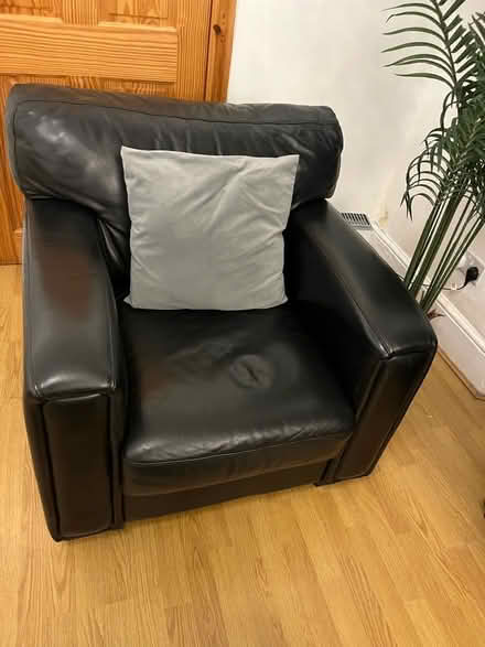Photo of free 3 seater real leather and arm chair (Ilford IG1) #2
