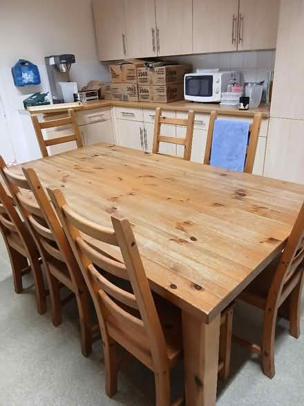 Photo of free Solid table with 6 chairs. (Kingston Bagpuize OX13) #1