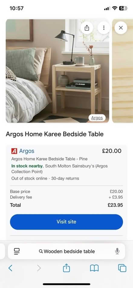 Photo of Wooden bedside table (Fiveways BN1) #2