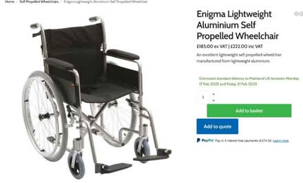 Photo of free Enigma self-propelled wheelchair (St.James’s Park SW1P) #4