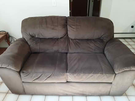 Photo of free Large brown loveseat (Ayer Rd, Shirley) #1