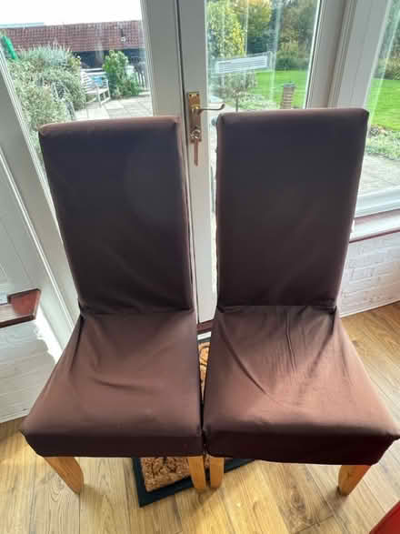 Photo of free Dining chairs with brown covers (CM3 East Hanningfield.) #1