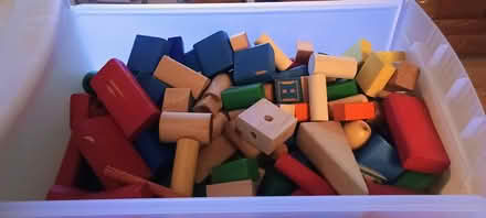 Photo of free Bin of kids wooden blocks (Groton) #2
