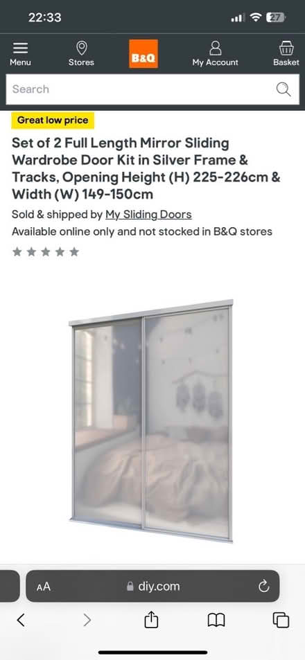 Photo of free Set of 2 Mirror sliding doors (UB5) #1