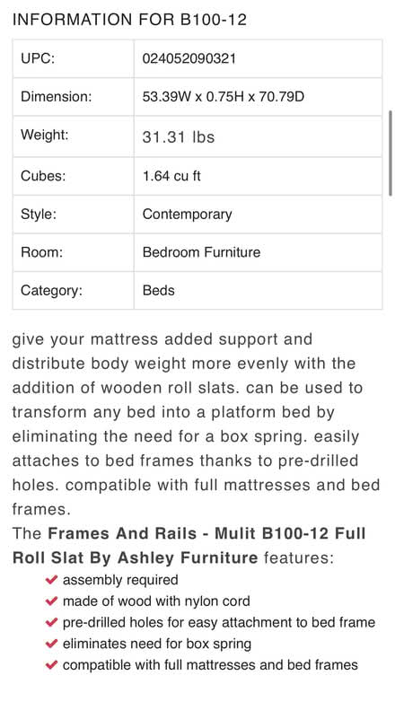 Photo of free NIB-Full bed slats (South Olathe) #4
