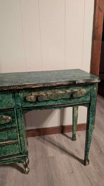 Photo of free Green and gold painted desk (Cumberland, near Monastery.) #2