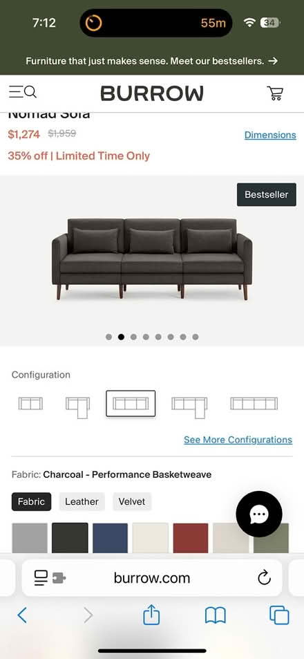 Photo of free Burrow Nomad Couch (807-809 Willow Ave Hoboken) #4