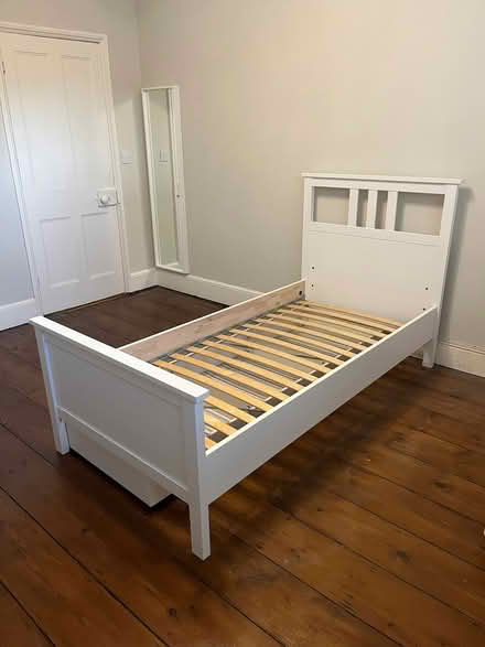 Photo of free White single bed frame with storage boxes (Hyson Green NG1) #1