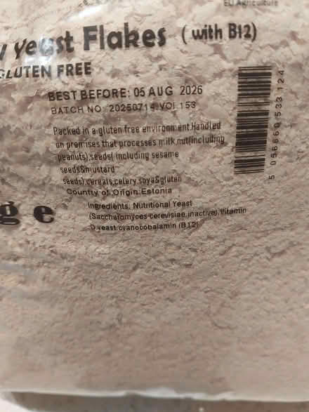 Photo of free Opened 450gr nutritional yeast flakes + b12 exp August 2026 (Dormansland RH7) #1