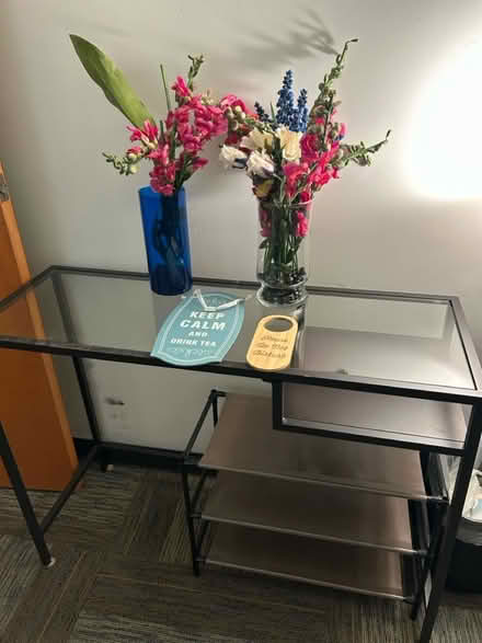 Photo of free Table, signs, flowers, shoe rack (North Hollywood) #1