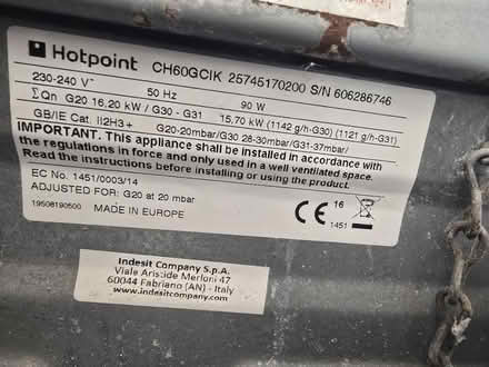 Photo of free Hotpoint Gas cooker Black CH60GCIK (TW5) #2