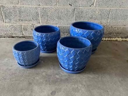 Photo of free 4 Blue ceramic planters (North Wales) #1