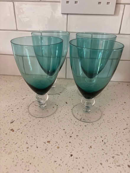 Photo of free Blue glass wine/ water glasses (Boxmoor, Hemel Hempstead) #1