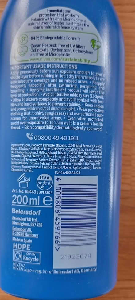 Photo of free Nivea Sun Cream SPF15 (Wimborne Minster BH21) #3