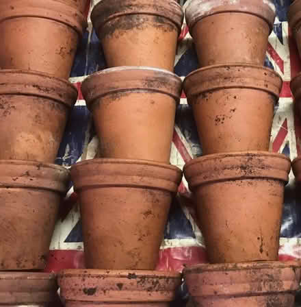 Photo of broken old red roof tiles / flower pots (Priston CP) #1