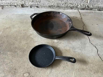 Photo of free Cast iron pans and grilling basket (North Wales) #2