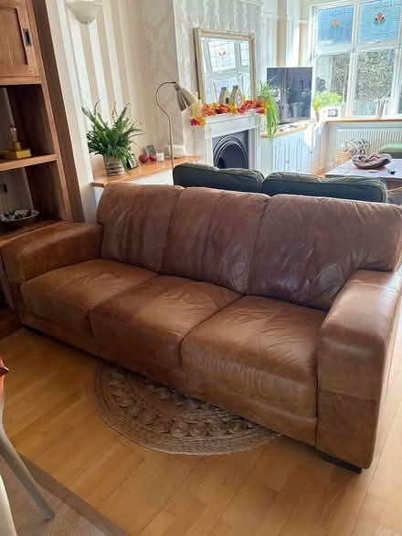 Photo of free Brown leather sofa, DFS (BR1 Bromley) #3