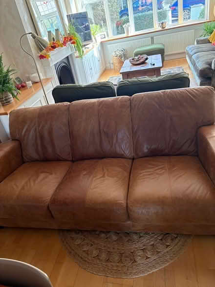 Photo of free Brown leather sofa, DFS (BR1 Bromley) #1