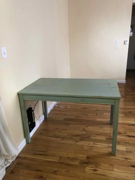 Photo of free solid wood kitchen table, teal (Washington Heights) #3